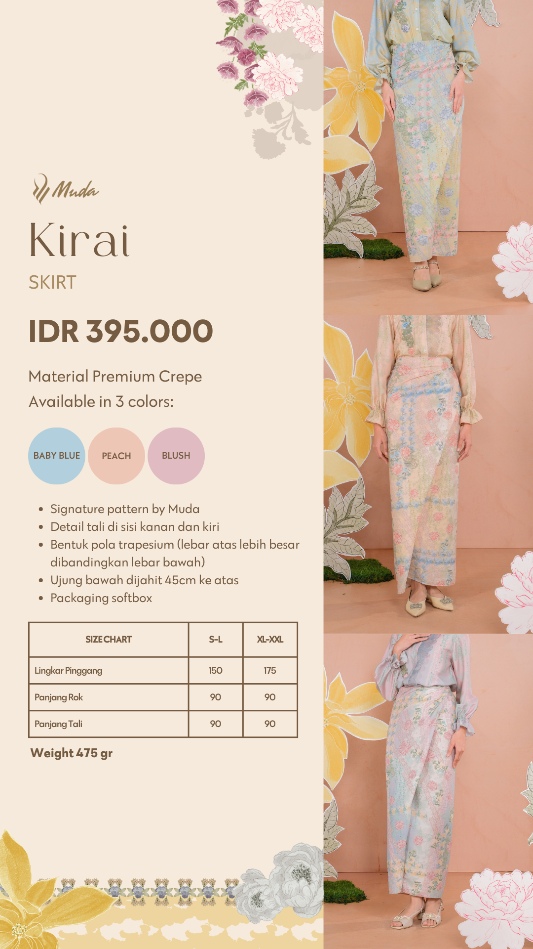 KIRAI SKIRT - BABY BLUE