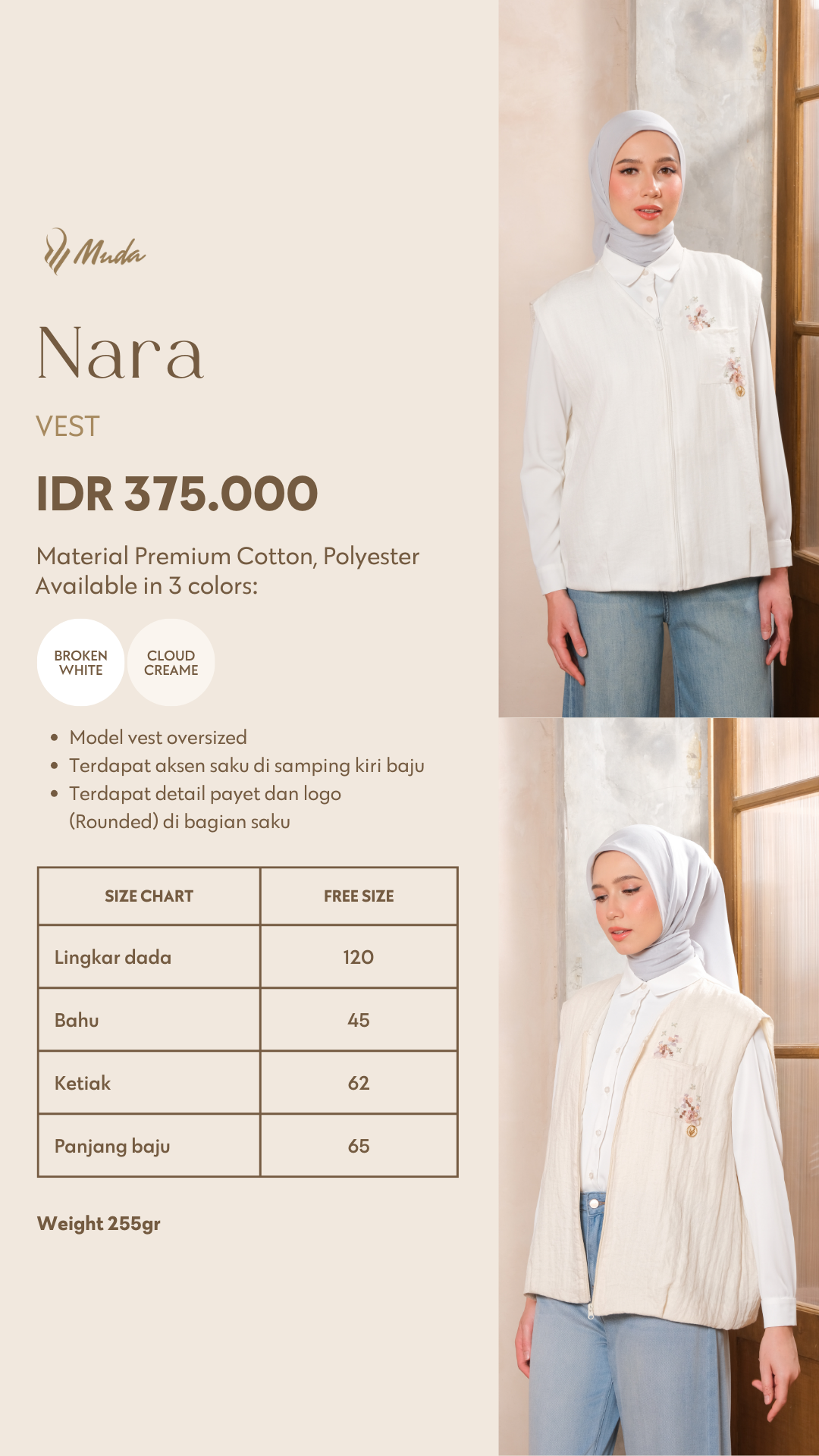 NARA VEST - BROKEN WHITE
