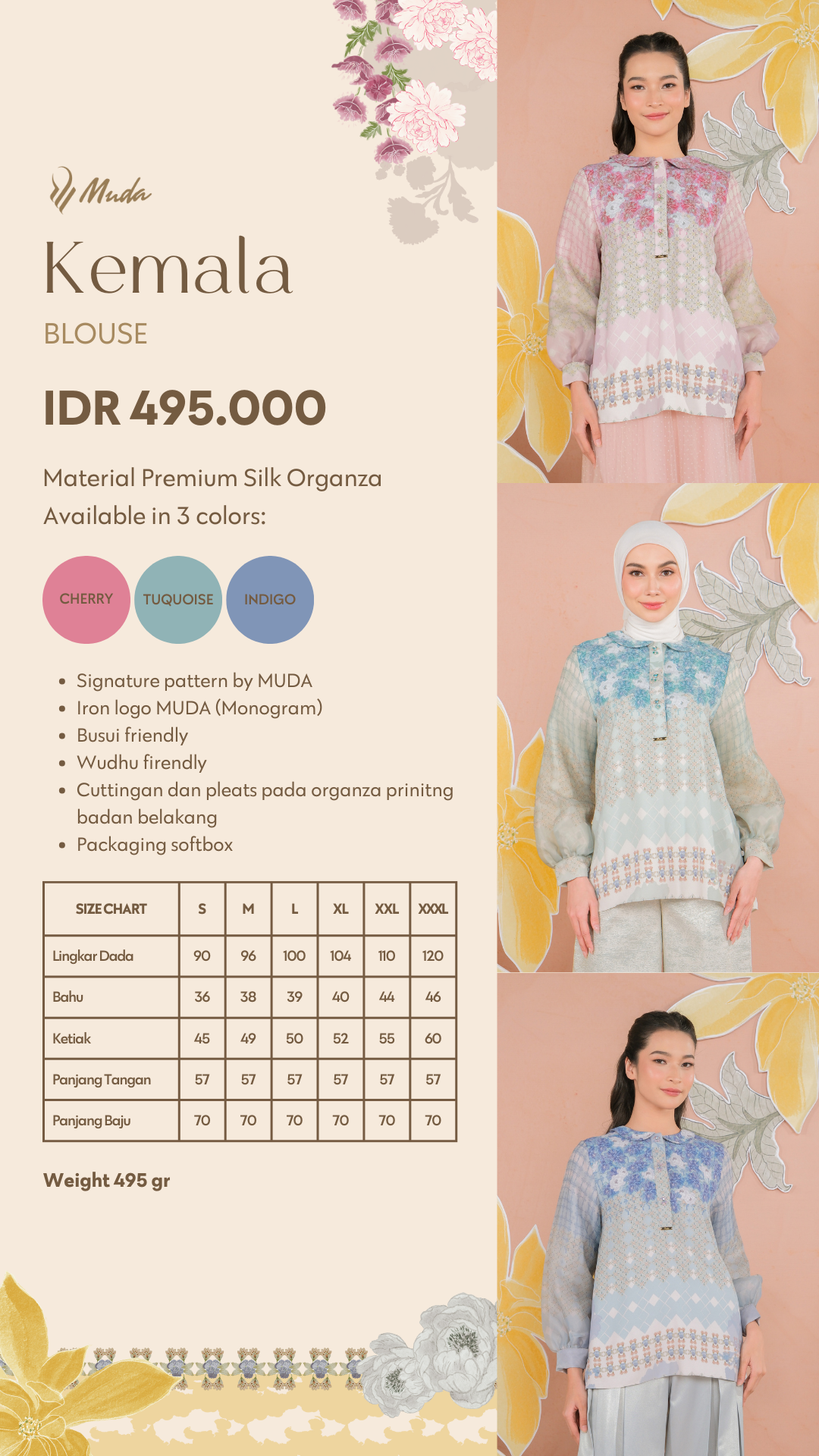 KEMALA BLOUSE - CHERRY