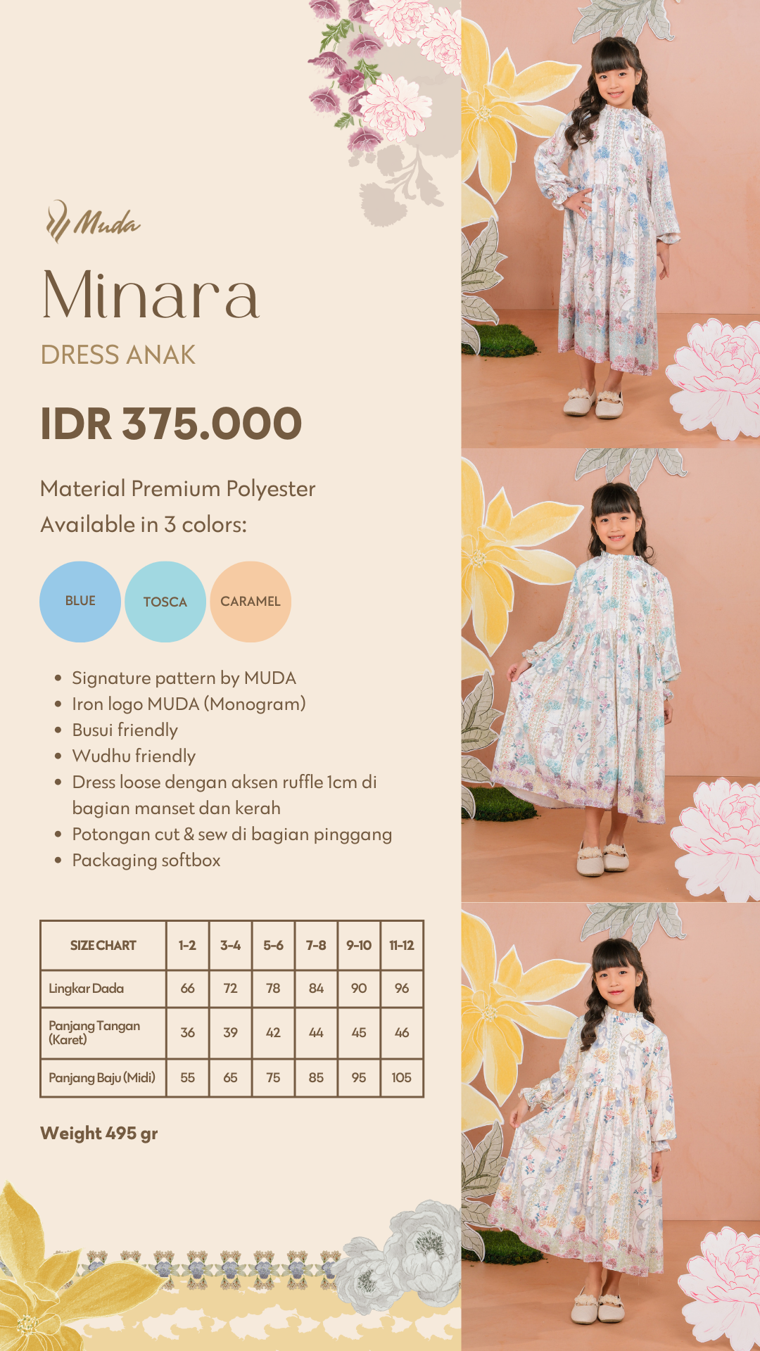 MINARA DRESS ANAK - CARAMEL