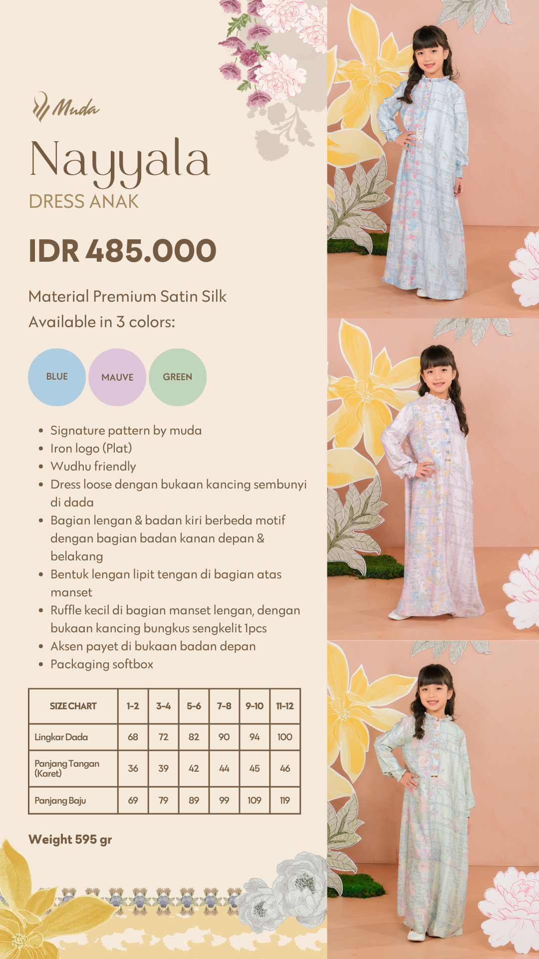 NAYYALA DRESS ANAK - GREEN