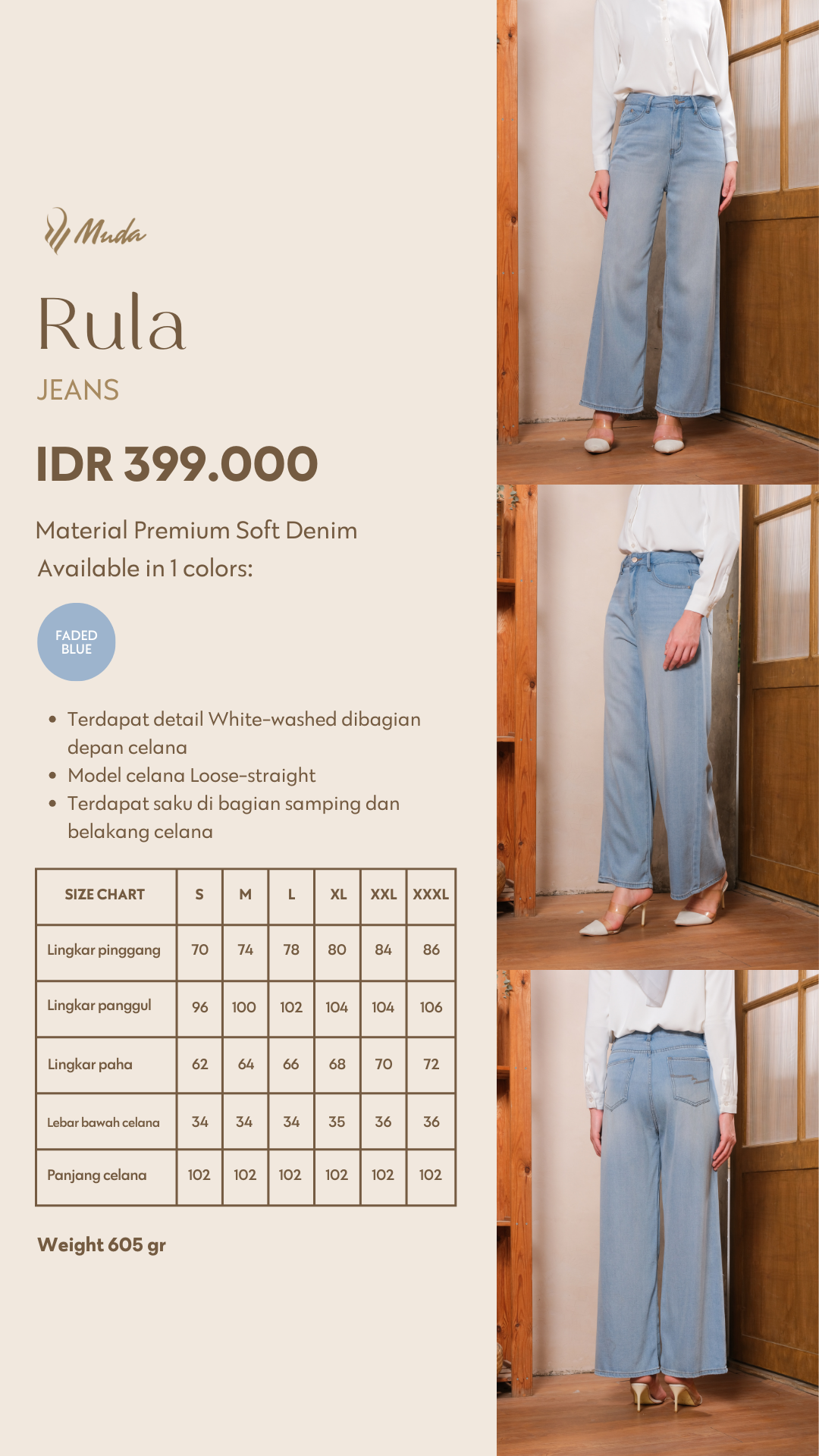 RULA JEANS - FADED BLUE