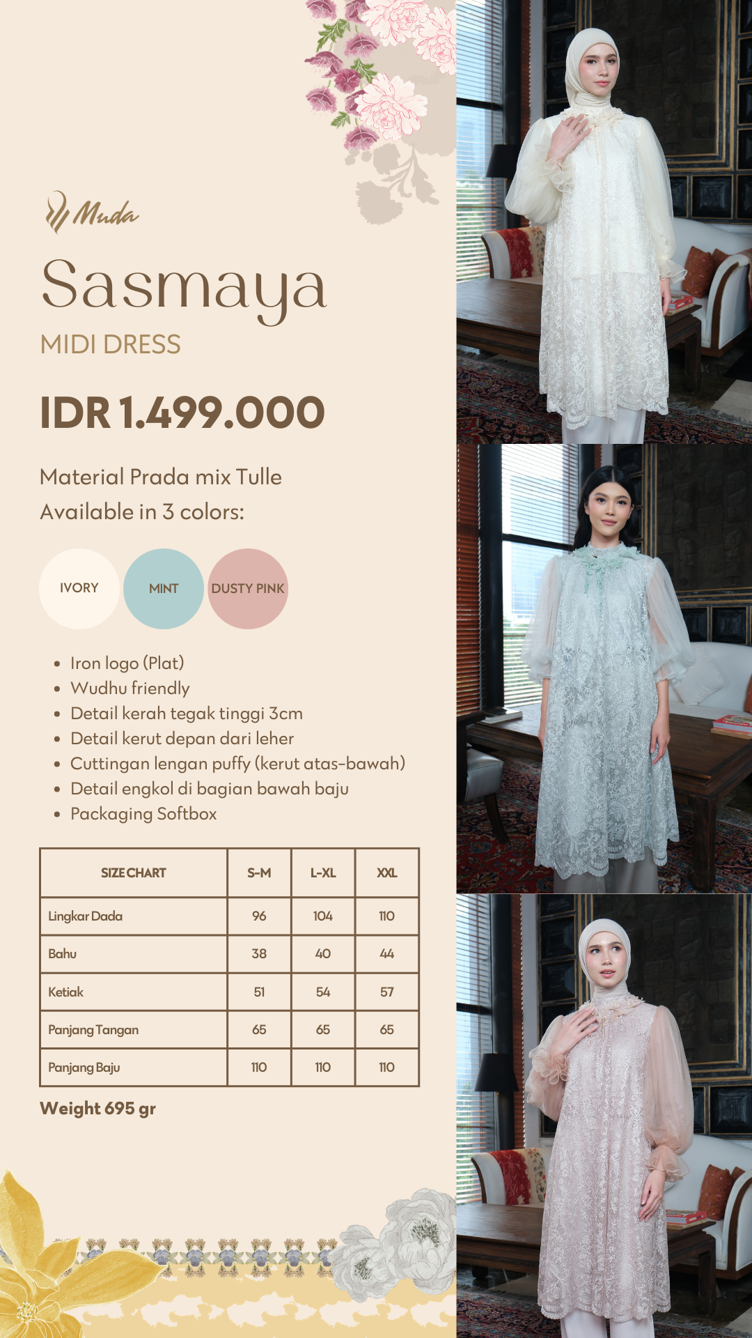 SASMAYA MIDI DRESS - DUSTY PINK
