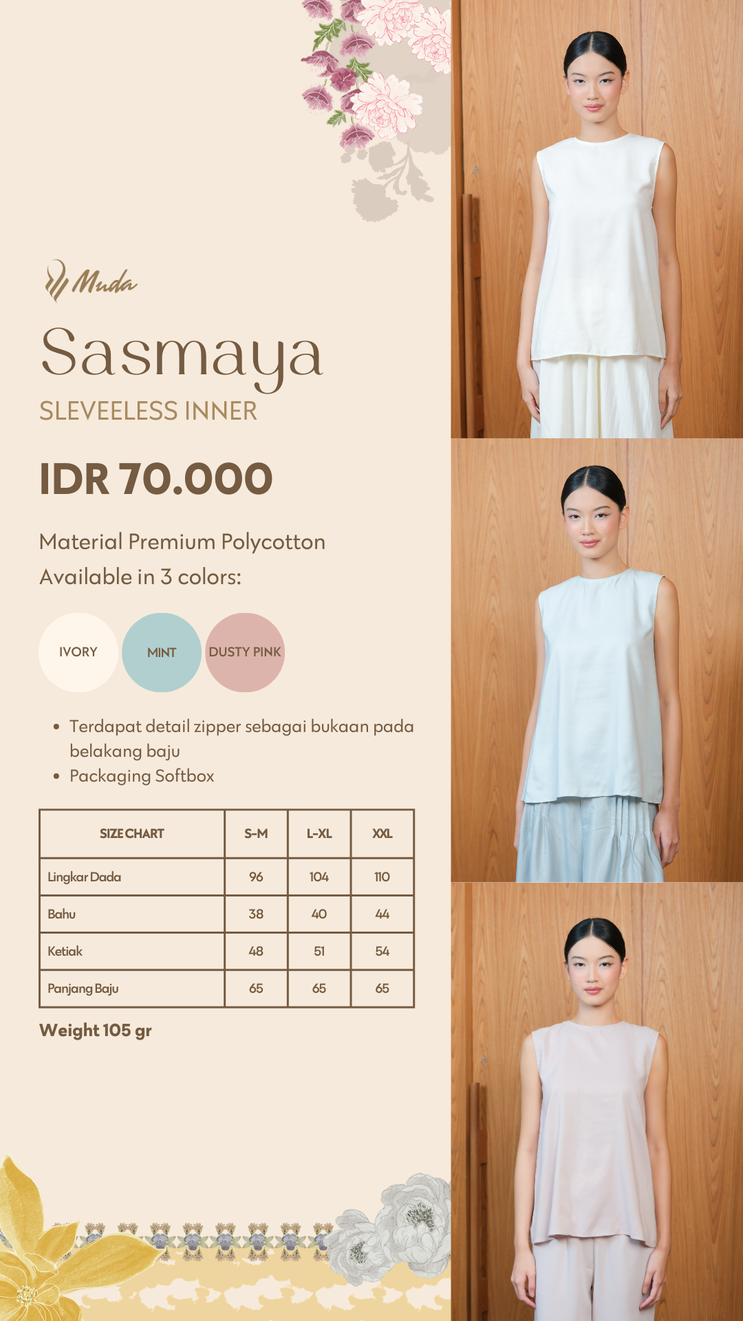 SASMAYA SLEEVELESS INNER - IVORY