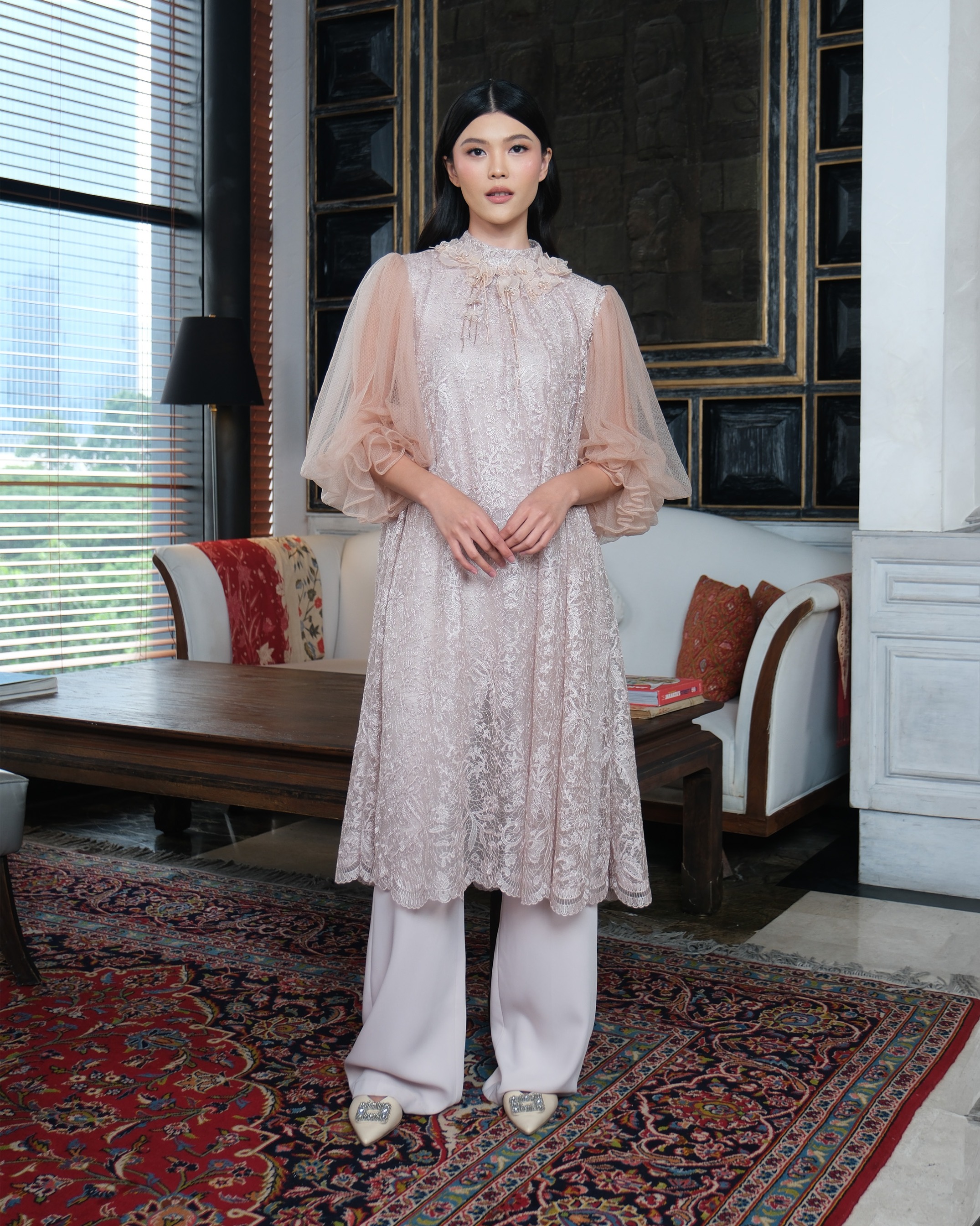 SASMAYA MIDI DRESS - DUSTY PINK