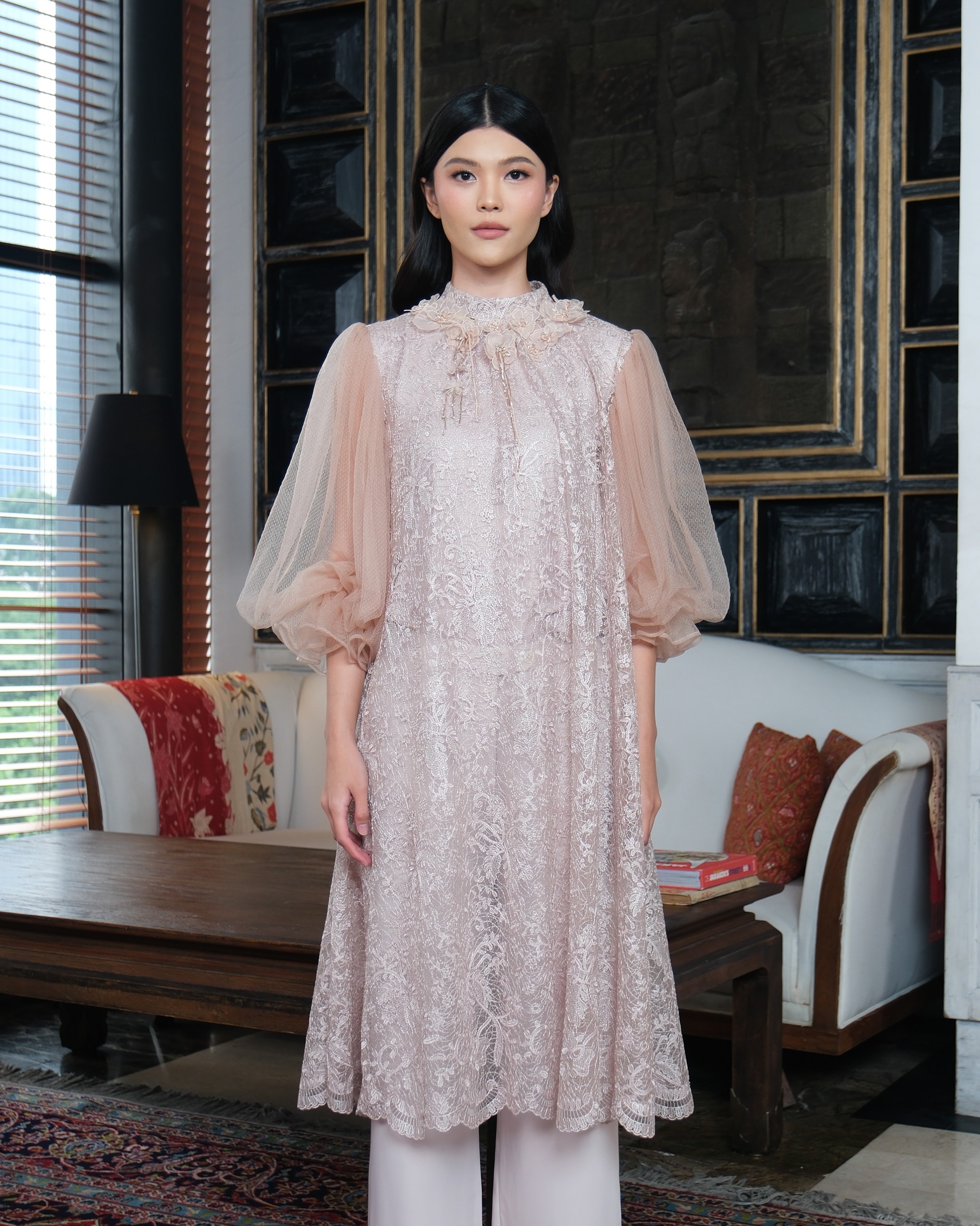 SASMAYA MIDI DRESS - DUSTY PINK