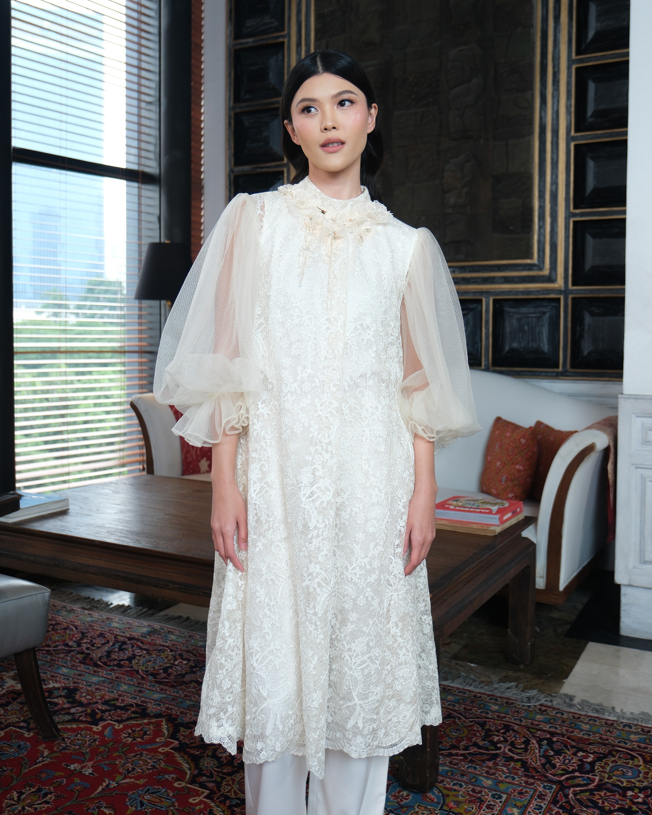 SASMAYA MIDI DRESS - IVORY