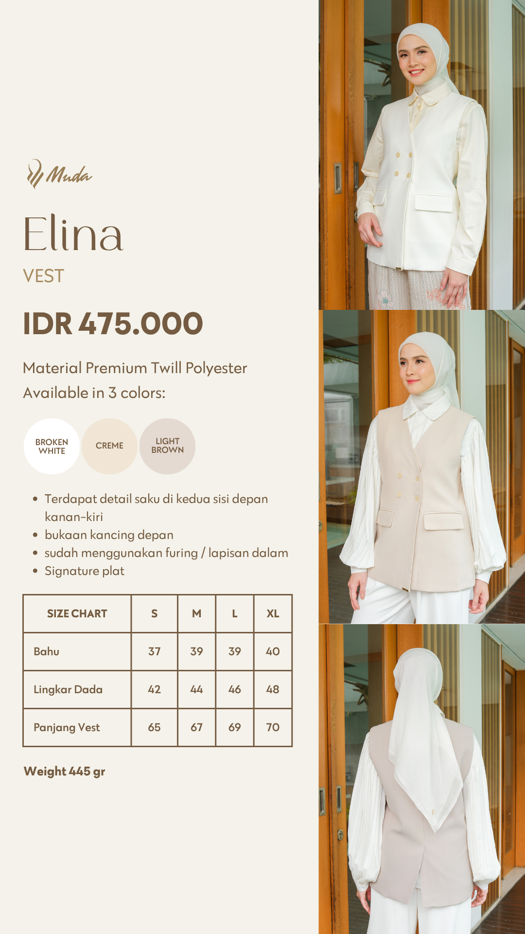 ELINA VEST - LIGHT BROWN