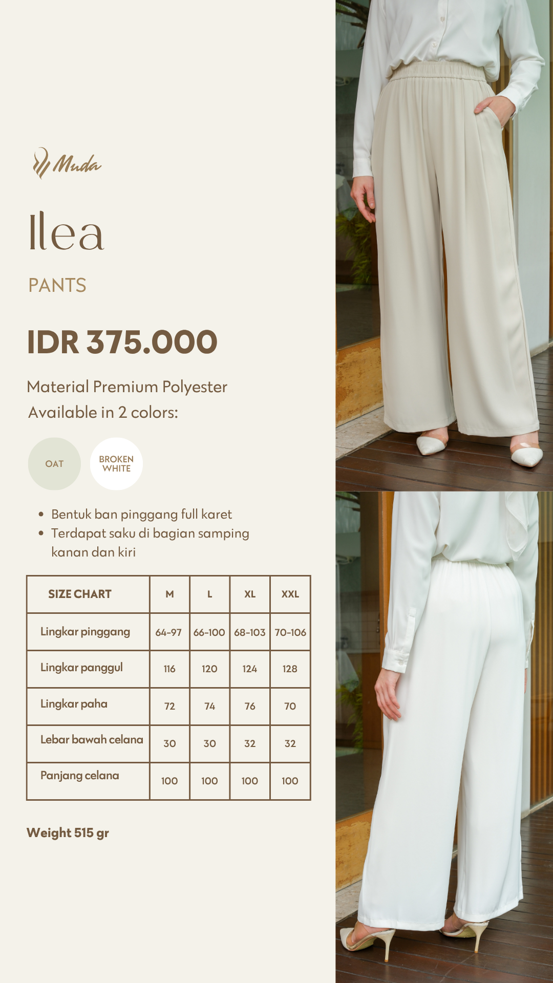 ILEA PANTS - BROKEN WHITE