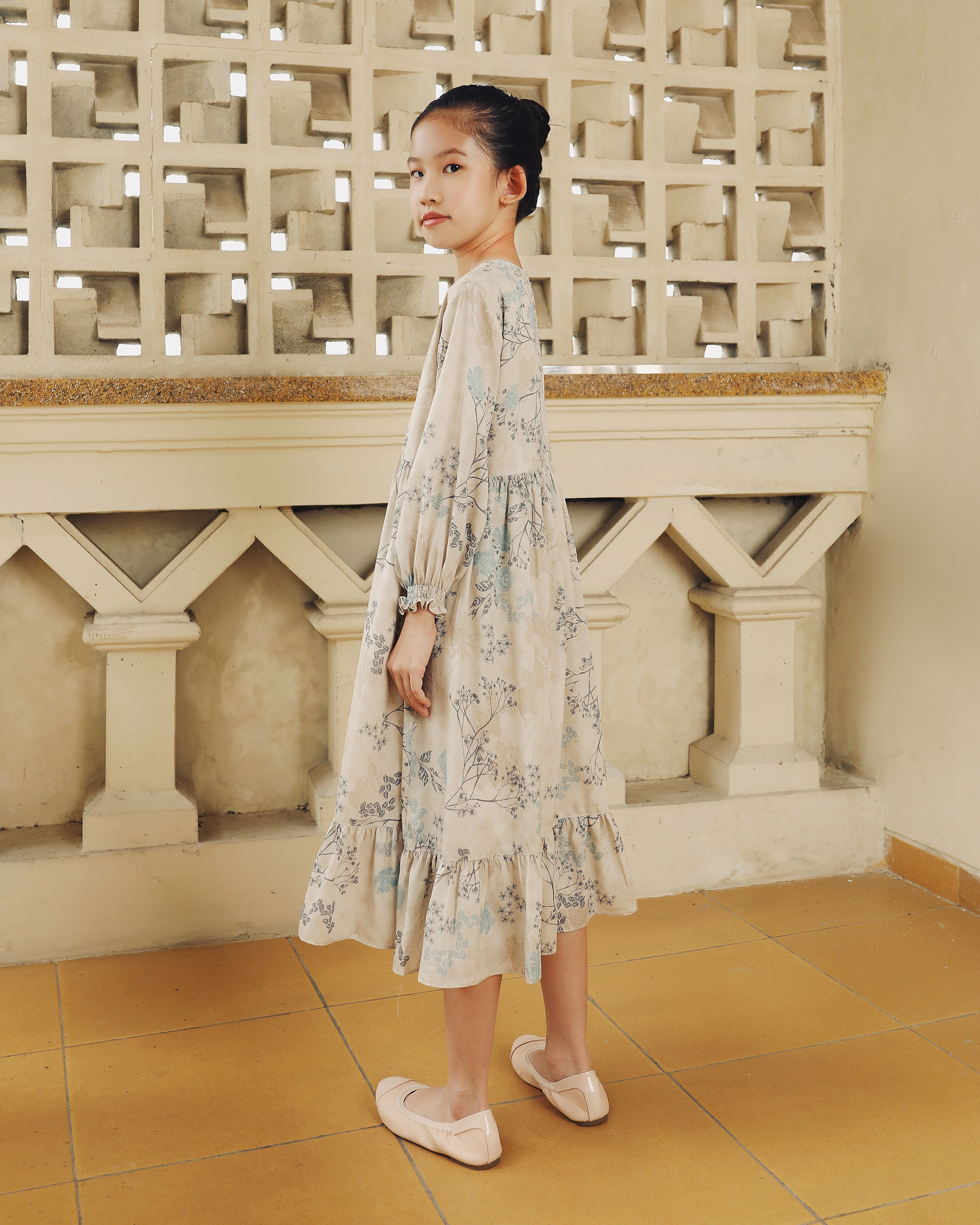 KESHWARI DRESS ANAK - BONE