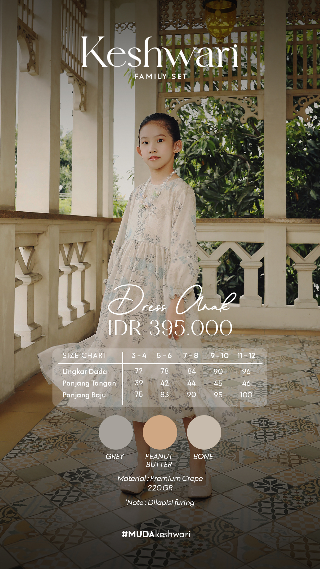KESHWARI DRESS ANAK - GREY