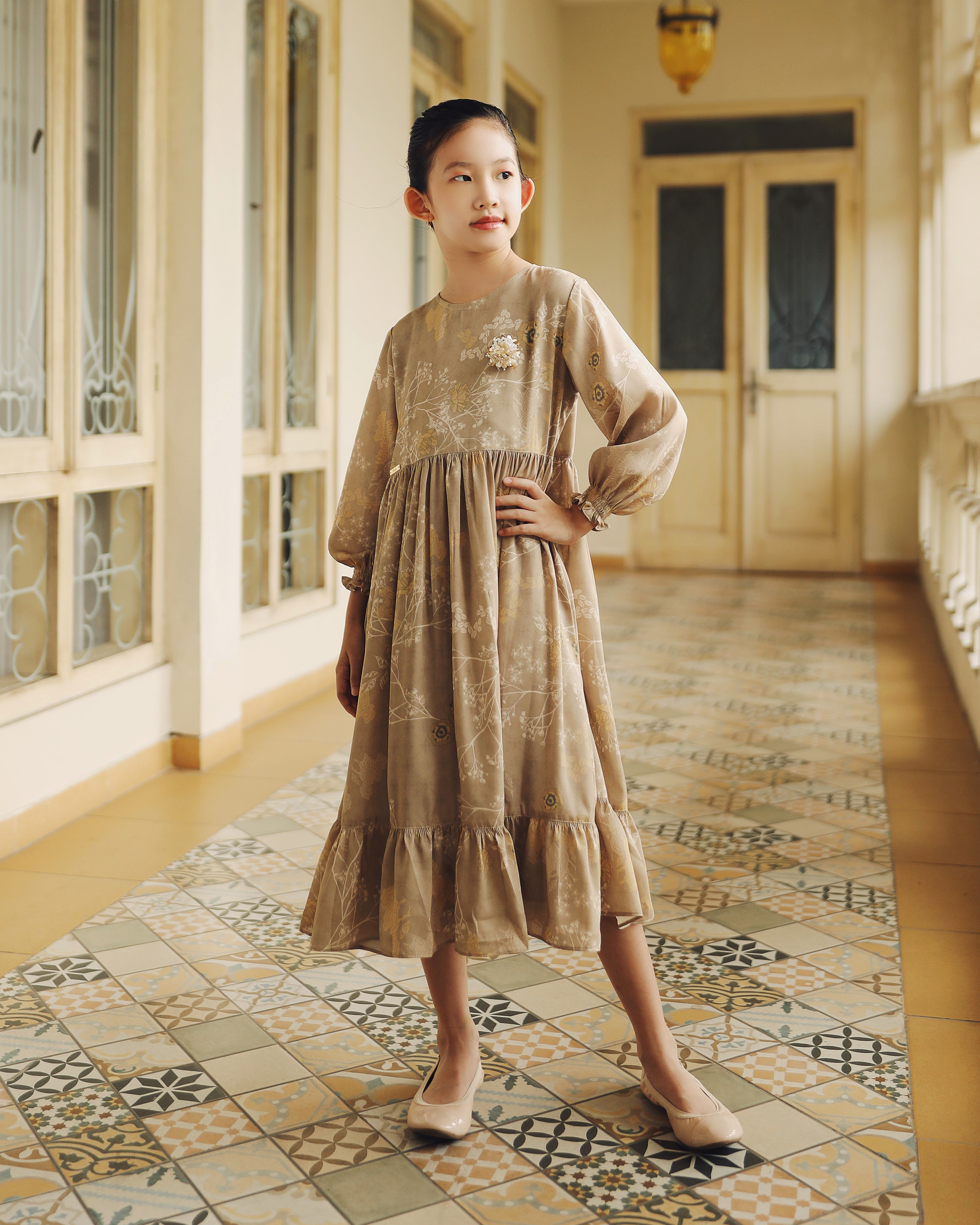 KESHWARI DRESS ANAK - PEANUT BUTTER