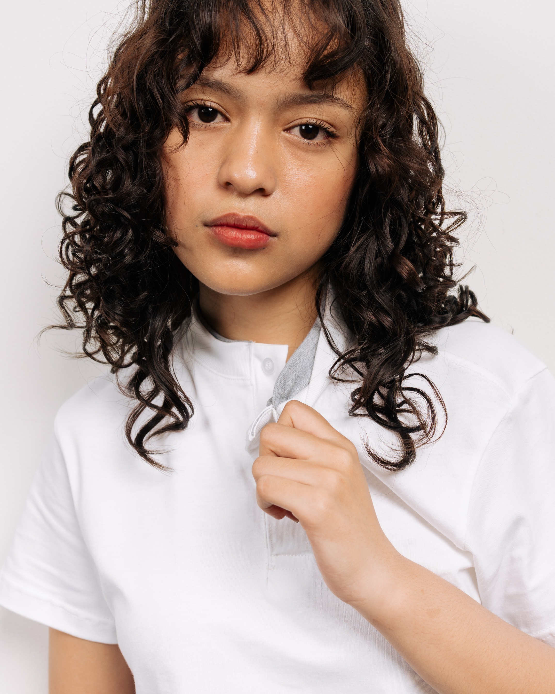 HENLEY NECK LAYER TEE WHITE