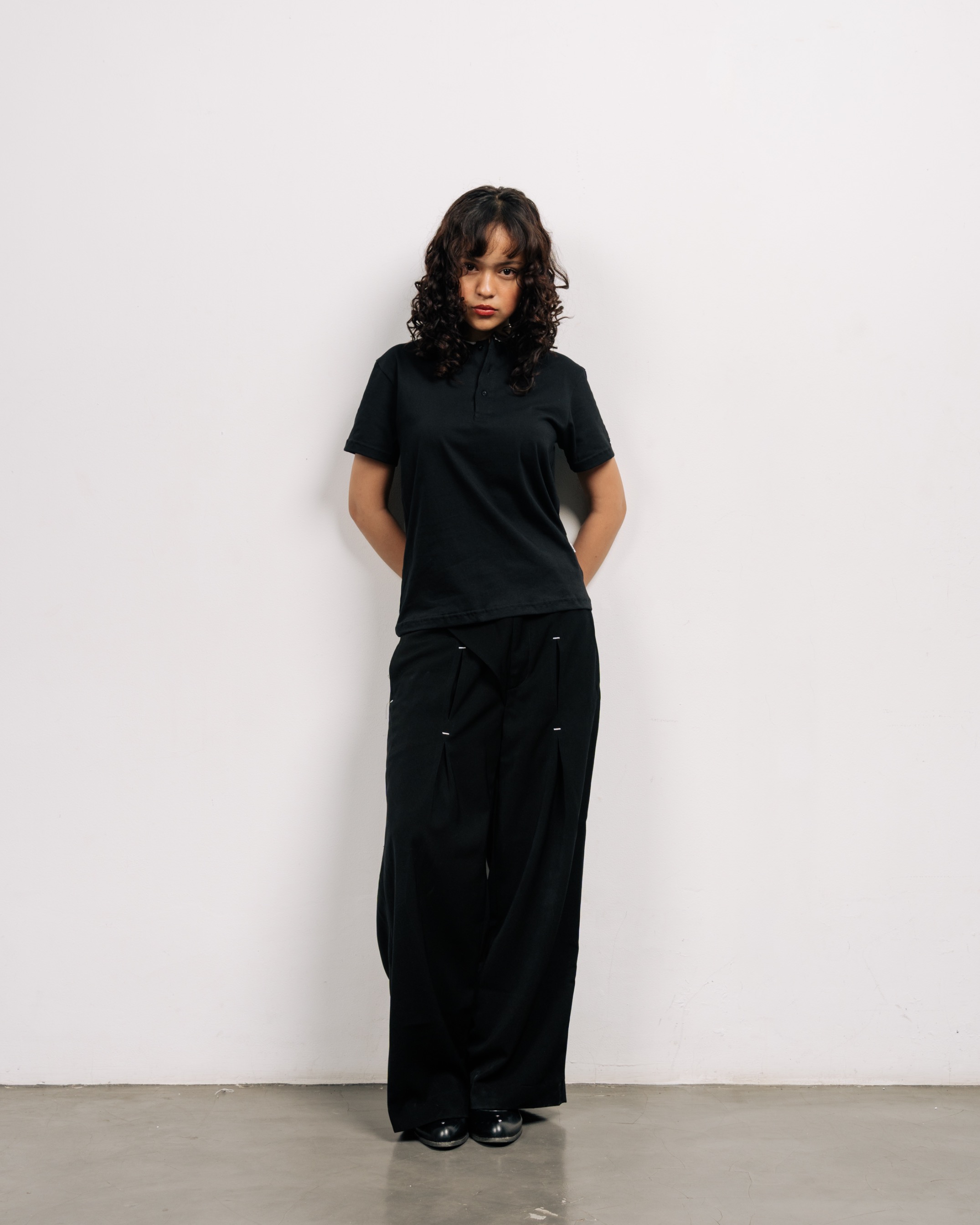 HENLEY NECK LAYER TEE BLACK