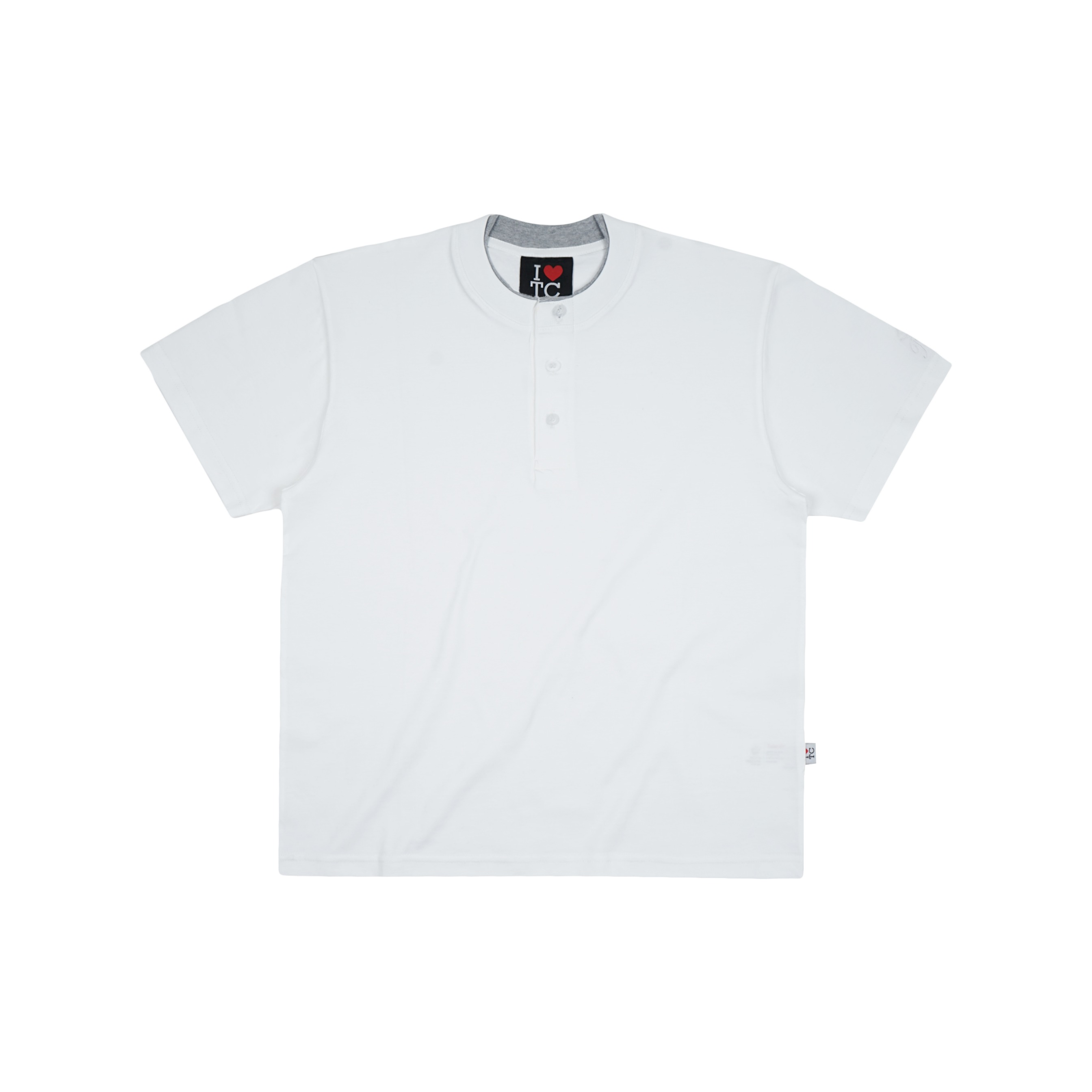 HENLEY NECK LAYER TEE WHITE