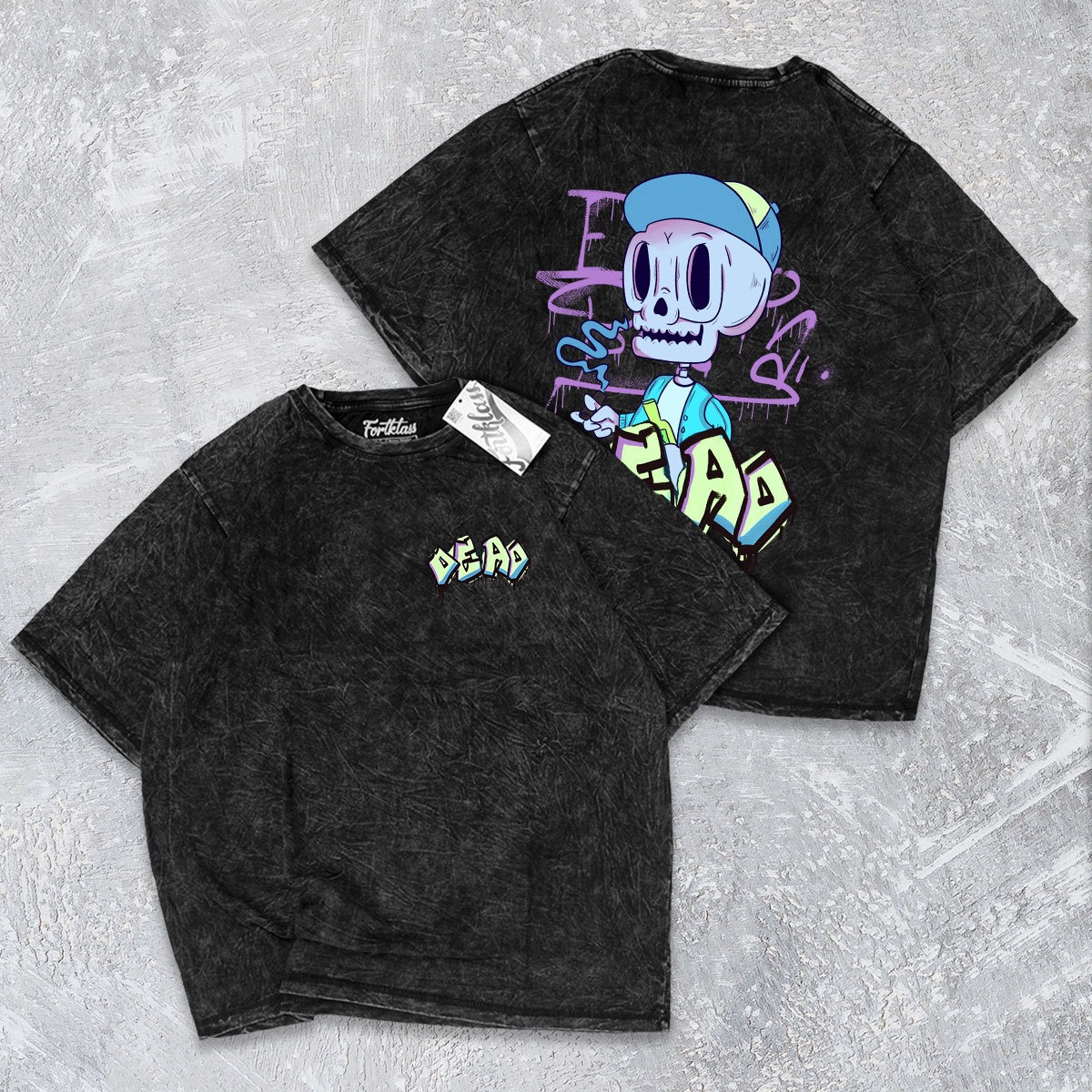 FortKlass Kaos Oversize Wash DEAD Kaos Oversize Pria Lengan Pendek Atasan Tshirt Distro Bigsize