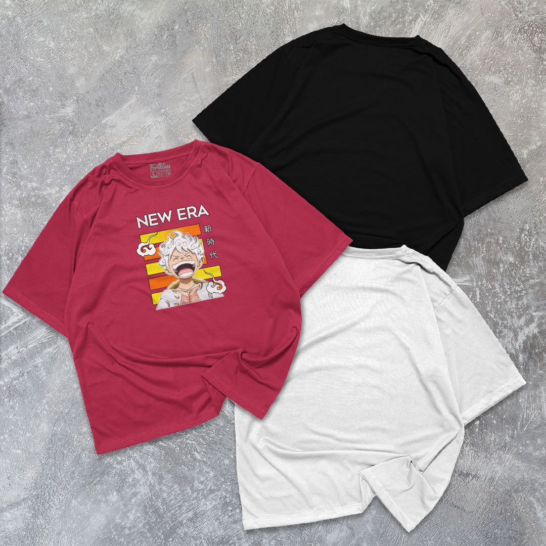 FortKlas NEW ERA Kaos Oversize T-Shirt Cowok Premium Kaos Pria Lengan Pendek Kaos Jumbo