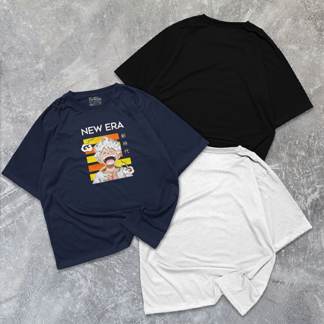 FortKlas NEW ERA Kaos Oversize T-Shirt Cowok Premium Kaos Pria Lengan Pendek Kaos Jumbo