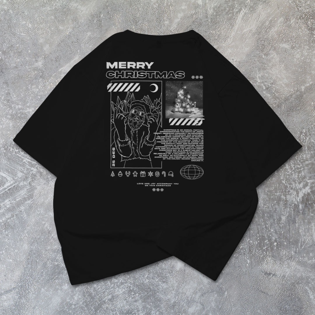 FortKlass Kaos Oversize CHRISTMASTREET T-Shirt Cowok Premium Natal