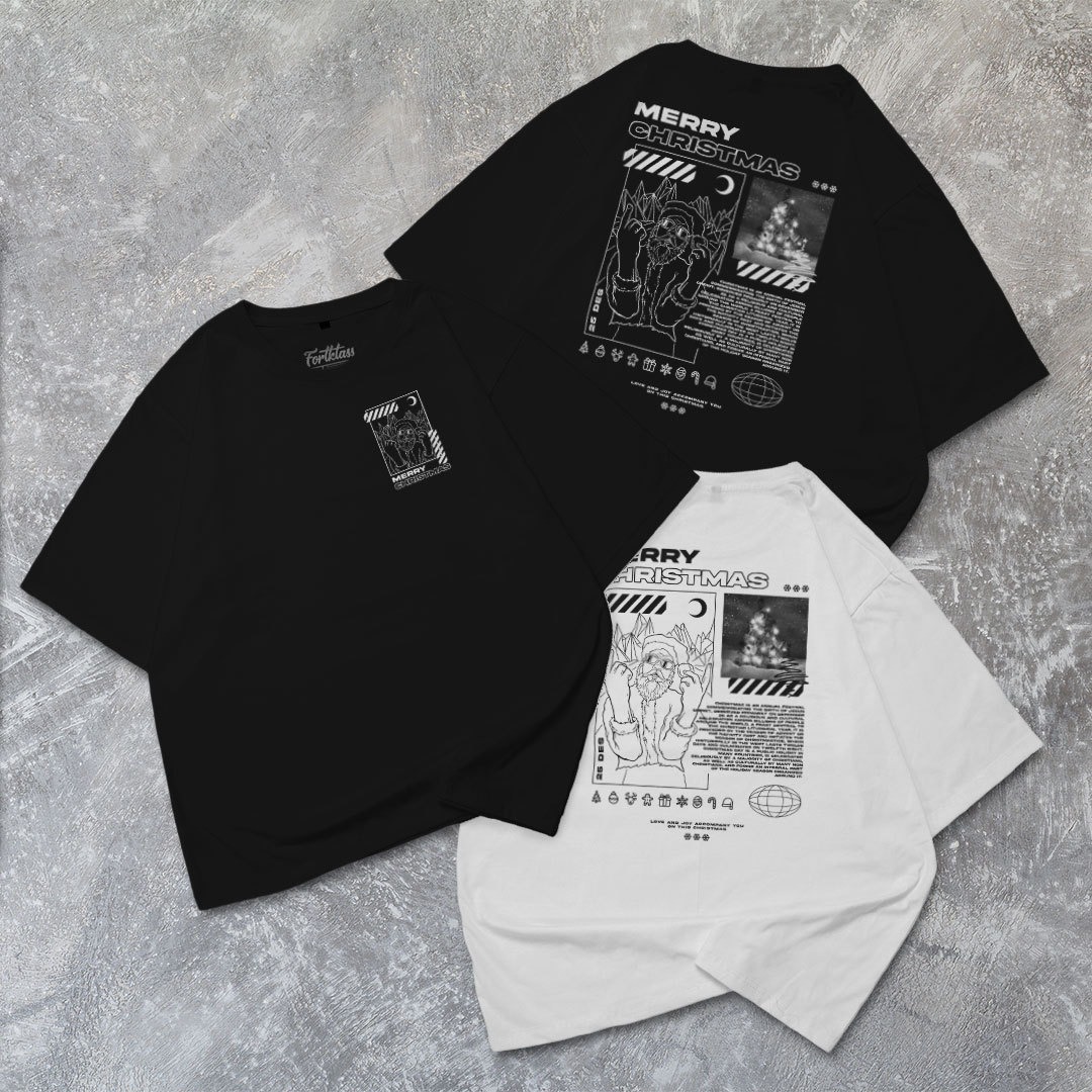 FortKlass Kaos Oversize CHRISTMASTREET T-Shirt Cowok Premium Natal