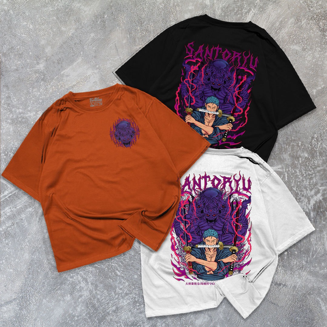 FortKlass Kaos Oversize SANTORYU T-Shirt Cowok Premium Kaos Pria Lengan Pendek Jumbo
