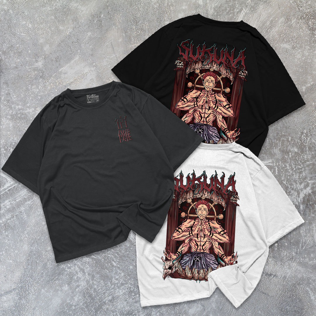 FortKlass Kaos Oversize SUKUNA T-Shirt Cowok Premium Kaos Pria Lengan Pendek Jumbo