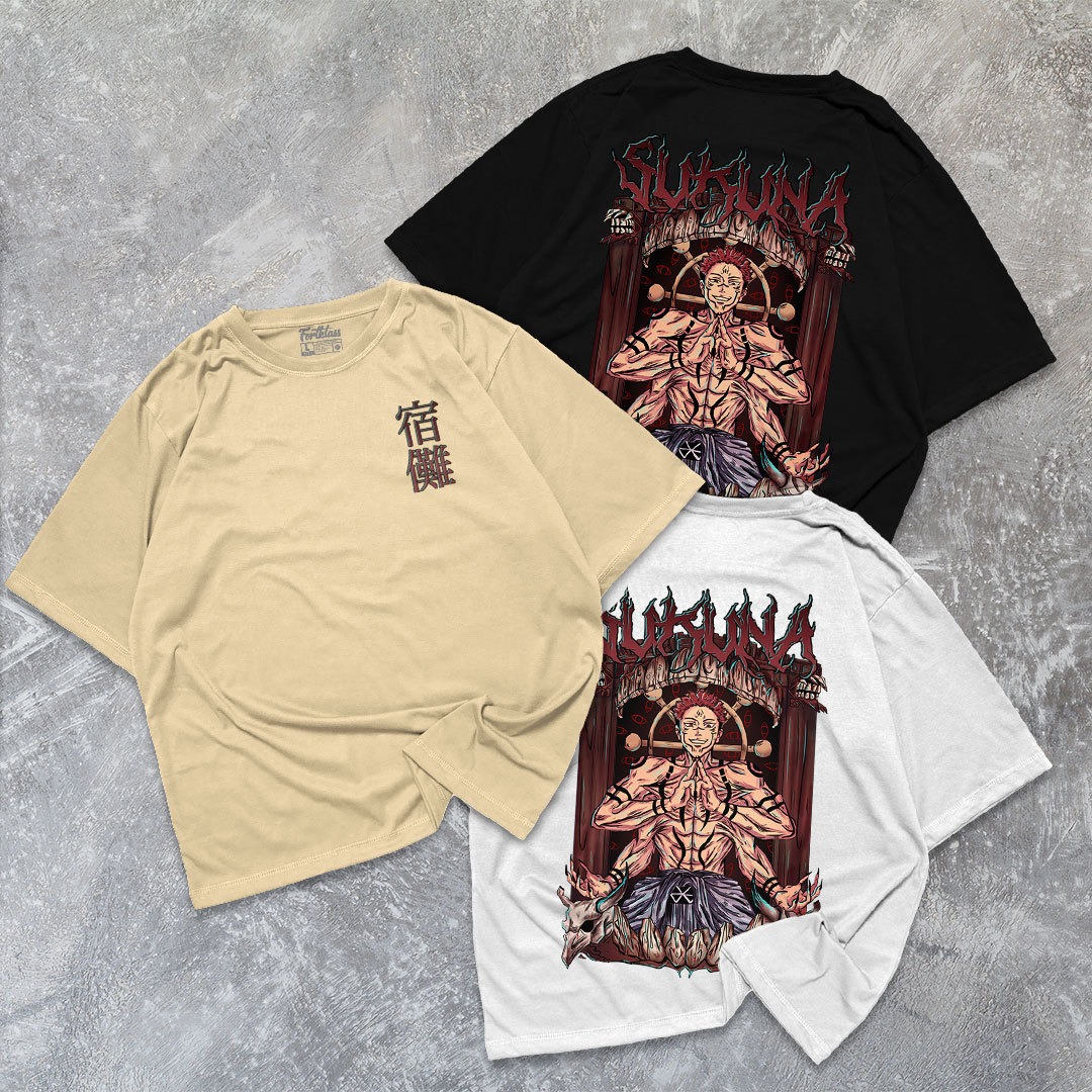 FortKlass Kaos Oversize SUKUNA T-Shirt Cowok Premium Kaos Pria Lengan Pendek Jumbo