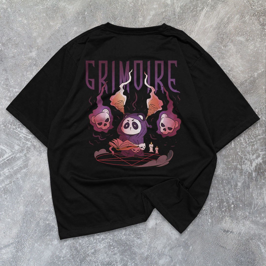 FortKlass Kaos Oversize GRIMOIRE T-Shirt Cowok Premium Kaos Pria Lengan Pendek Jumbo