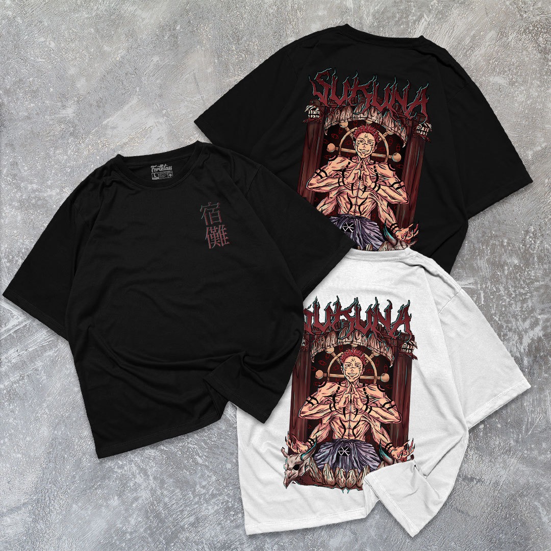 FortKlass Kaos Oversize SUKUNA T-Shirt Cowok Premium Kaos Pria Lengan Pendek Jumbo