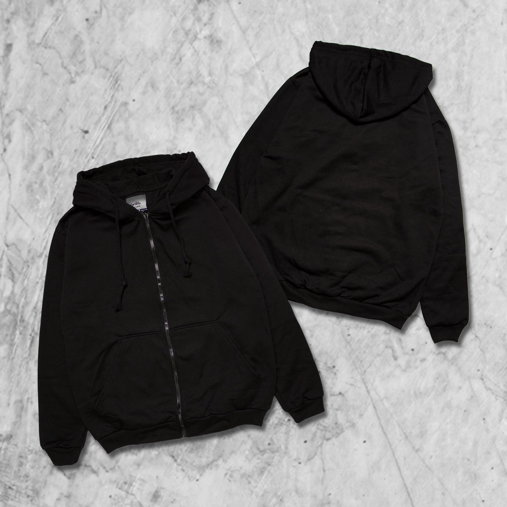 FortKlass Zipper Polos Pria Kupluk Hoodie Unisex Pria Wanita Fleece Tebal Kualitas Distro