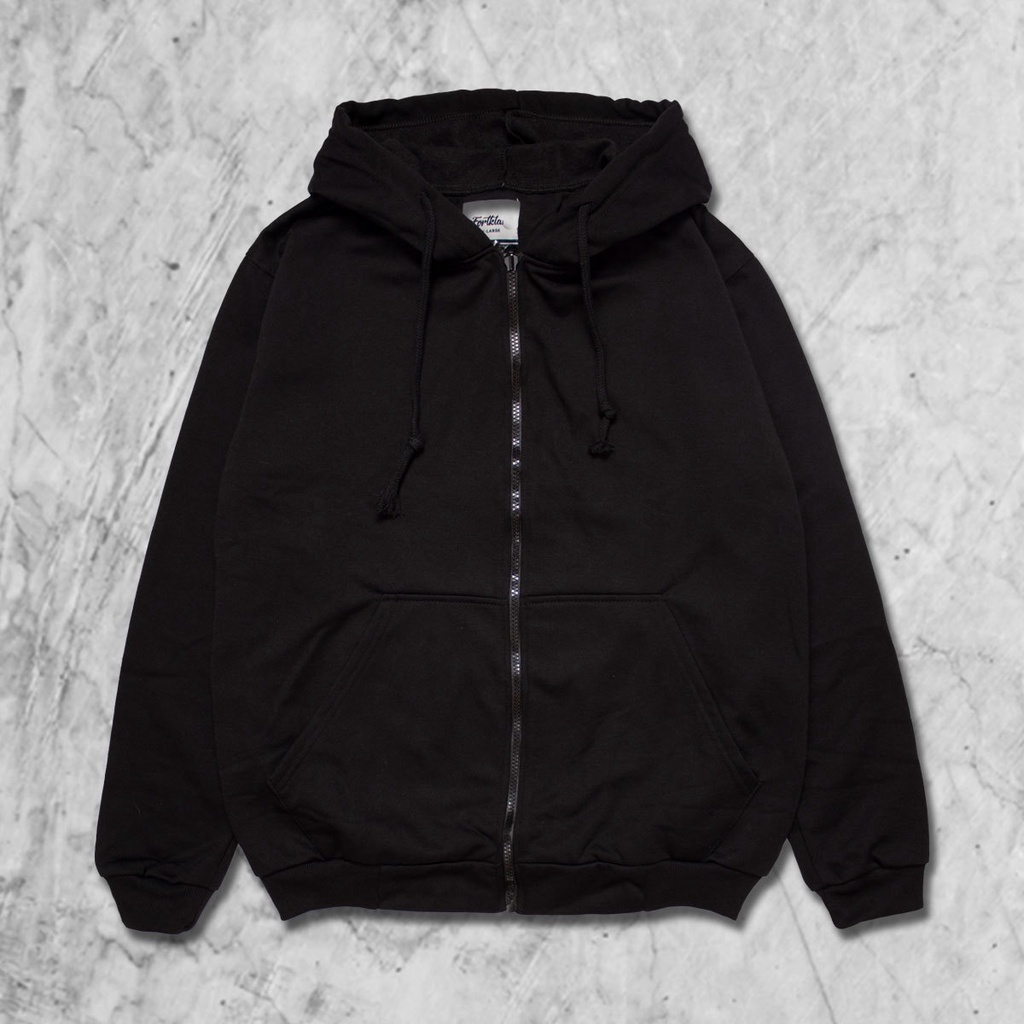FortKlass Zipper Polos Pria Kupluk Hoodie Unisex Pria Wanita Fleece Tebal Kualitas Distro