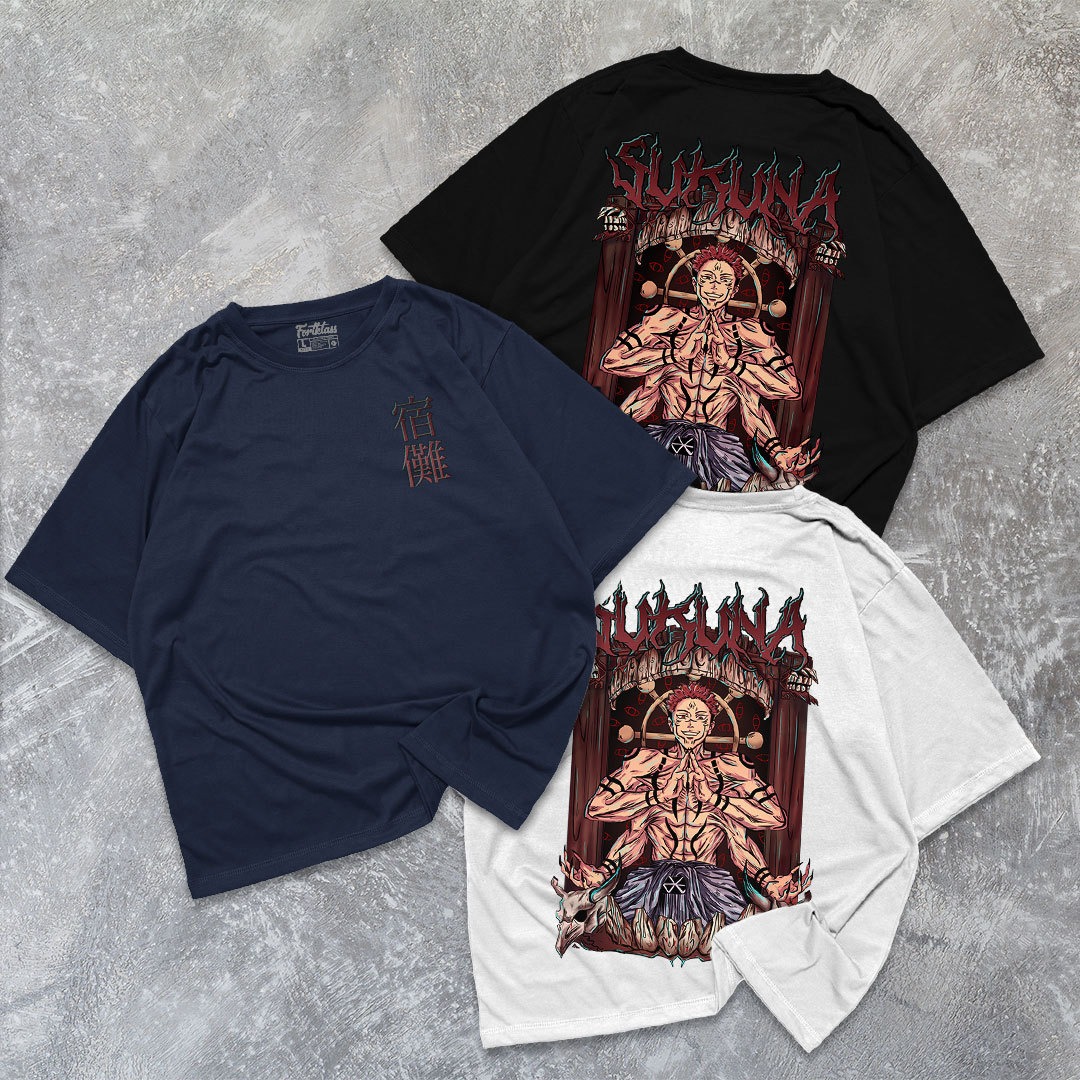 FortKlass Kaos Oversize SUKUNA T-Shirt Cowok Premium Kaos Pria Lengan Pendek Jumbo