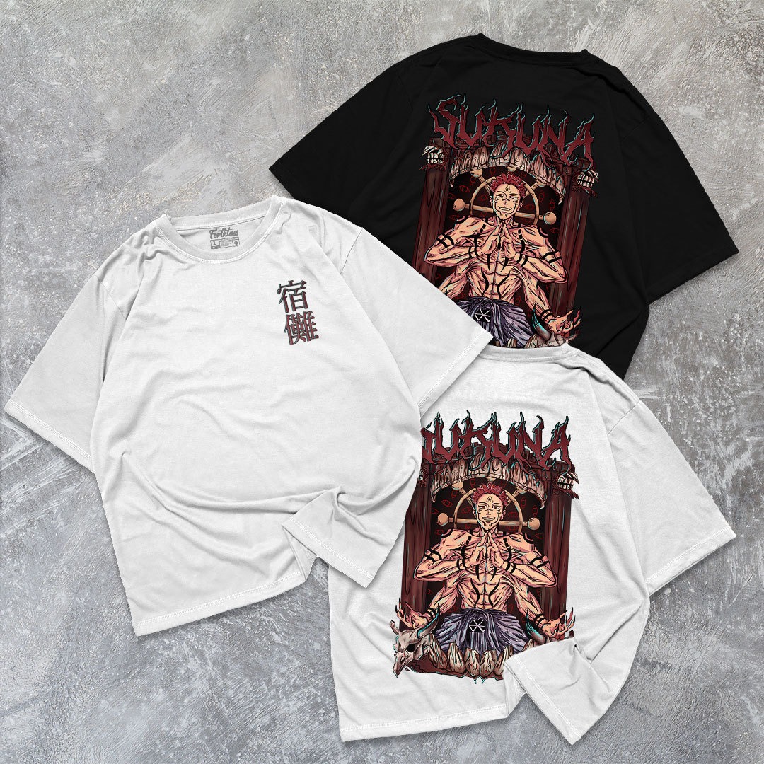 FortKlass Kaos Oversize SUKUNA T-Shirt Cowok Premium Kaos Pria Lengan Pendek Jumbo