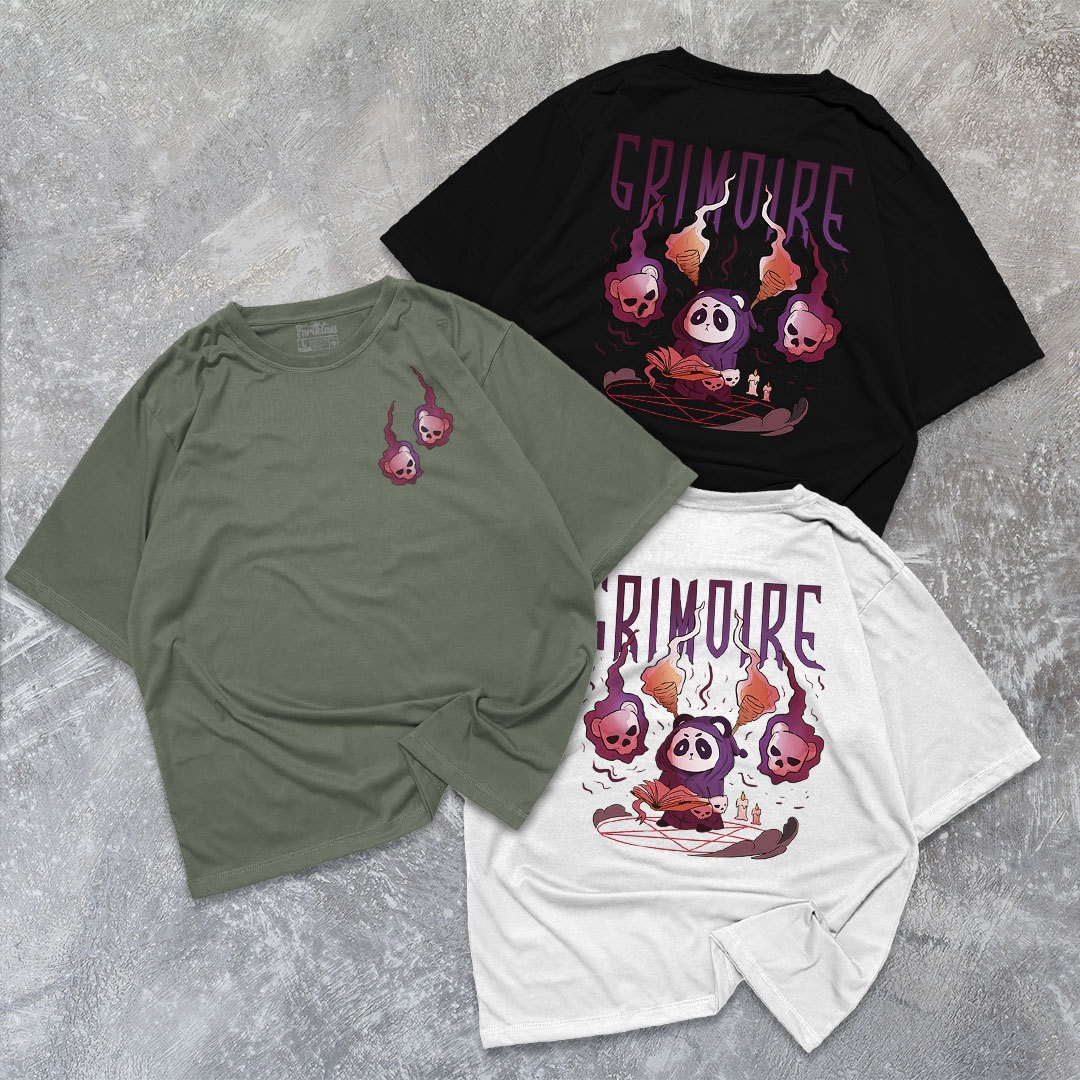 FortKlass Kaos Oversize GRIMOIRE T-Shirt Cowok Premium Kaos Pria Lengan Pendek Jumbo