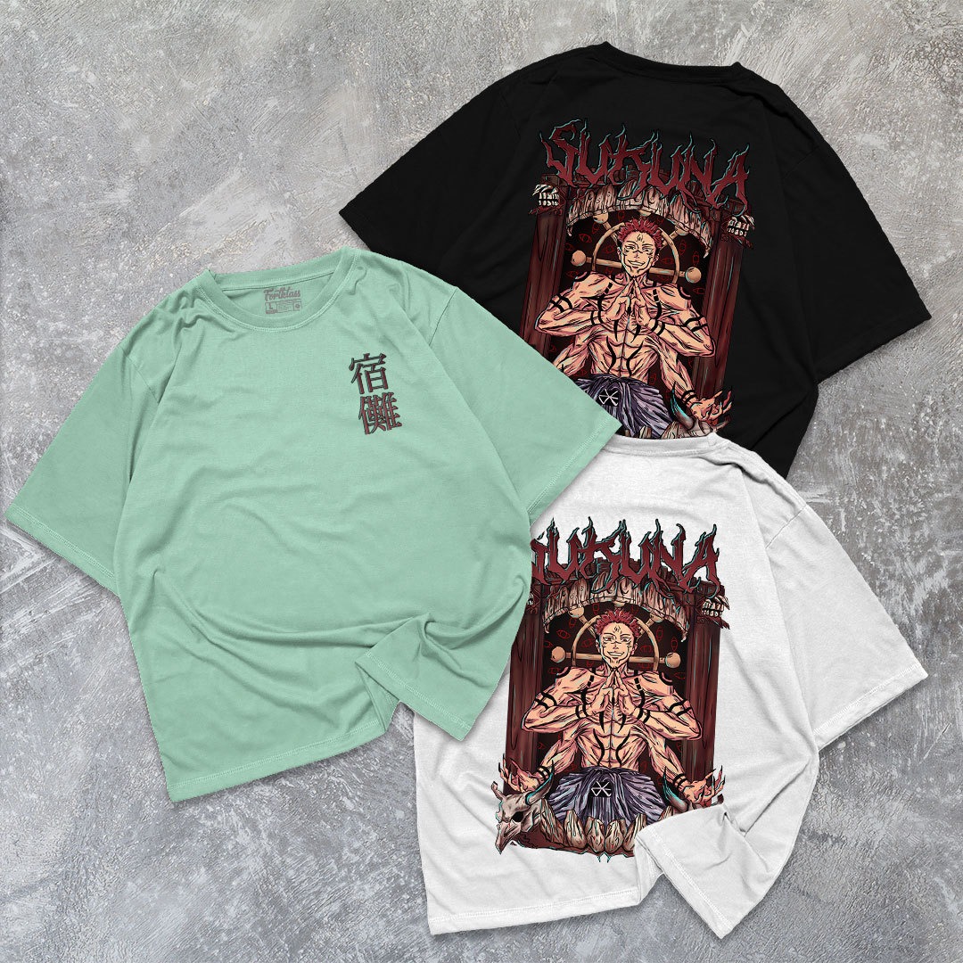 FortKlass Kaos Oversize SUKUNA T-Shirt Cowok Premium Kaos Pria Lengan Pendek Jumbo