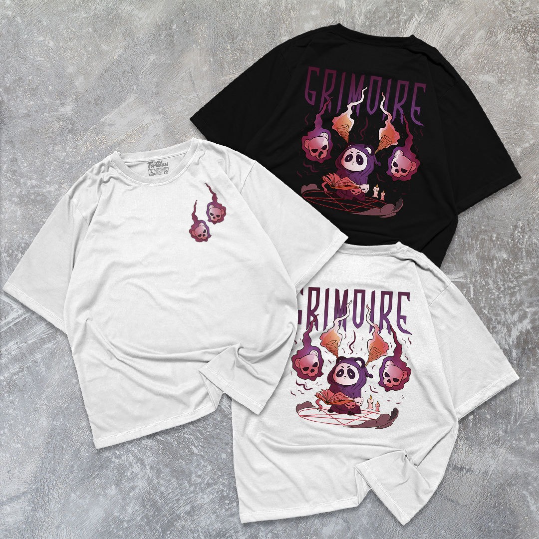 FortKlass Kaos Oversize GRIMOIRE T-Shirt Cowok Premium Kaos Pria Lengan Pendek Jumbo