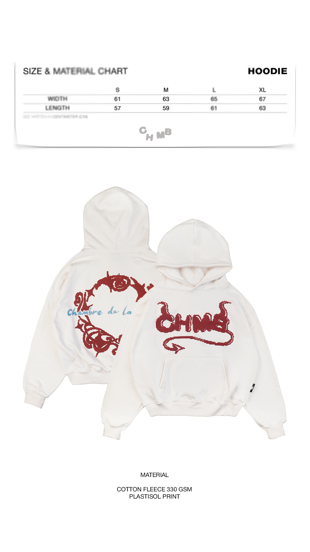 Hoodie Boxy Chambredelavain - Angel White