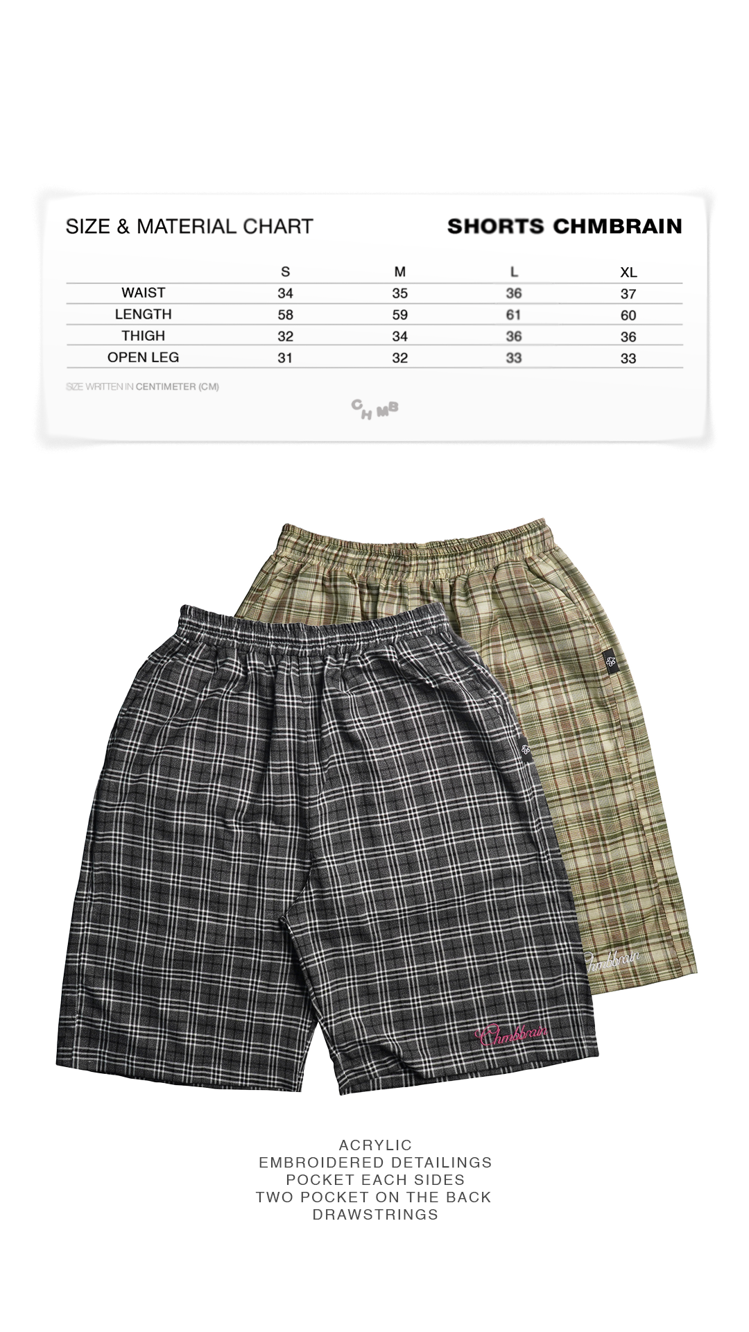 Flannel Shorts Collaboration CHMBXSB - Pelekat Cream