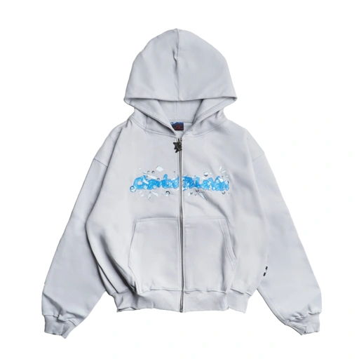 Image of Boxy Zipped Hoodie Chambredelavain - Sterling Misty