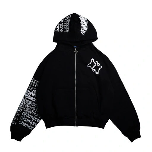 Image of Reguler Zip Hoodie Chambredelavain - Script Crash Black