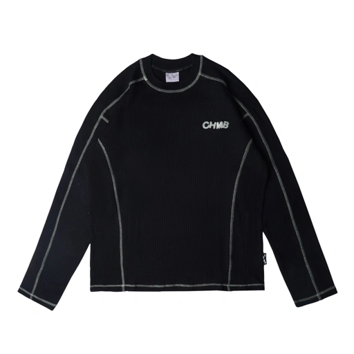 Image of Longsleeve Waffle Chambredelavain - Greenline Black