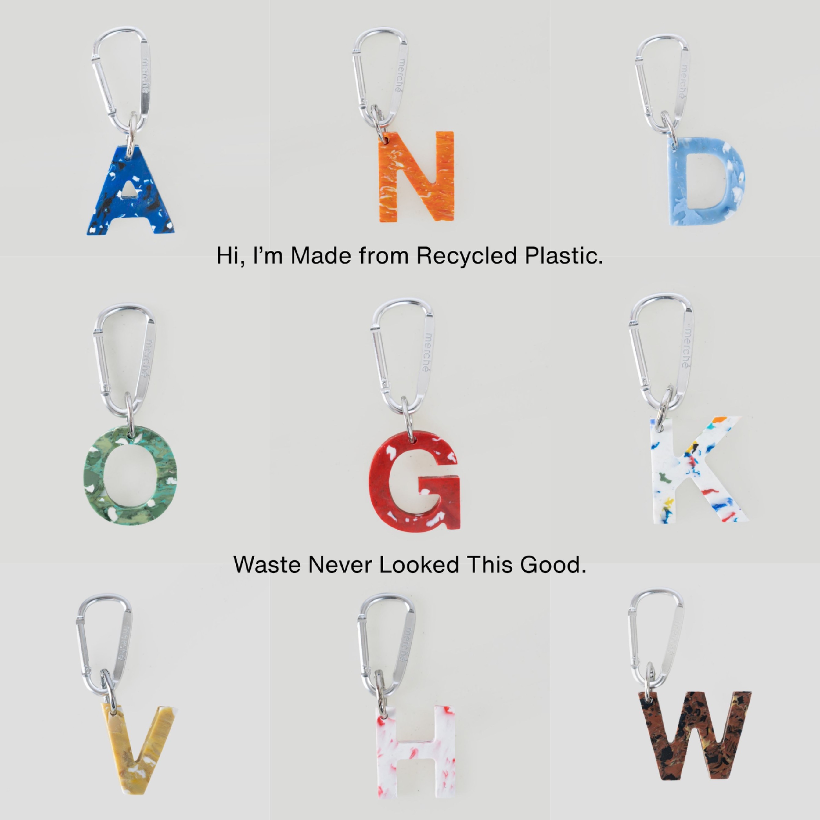 Alphabet Recycle Keychain merché