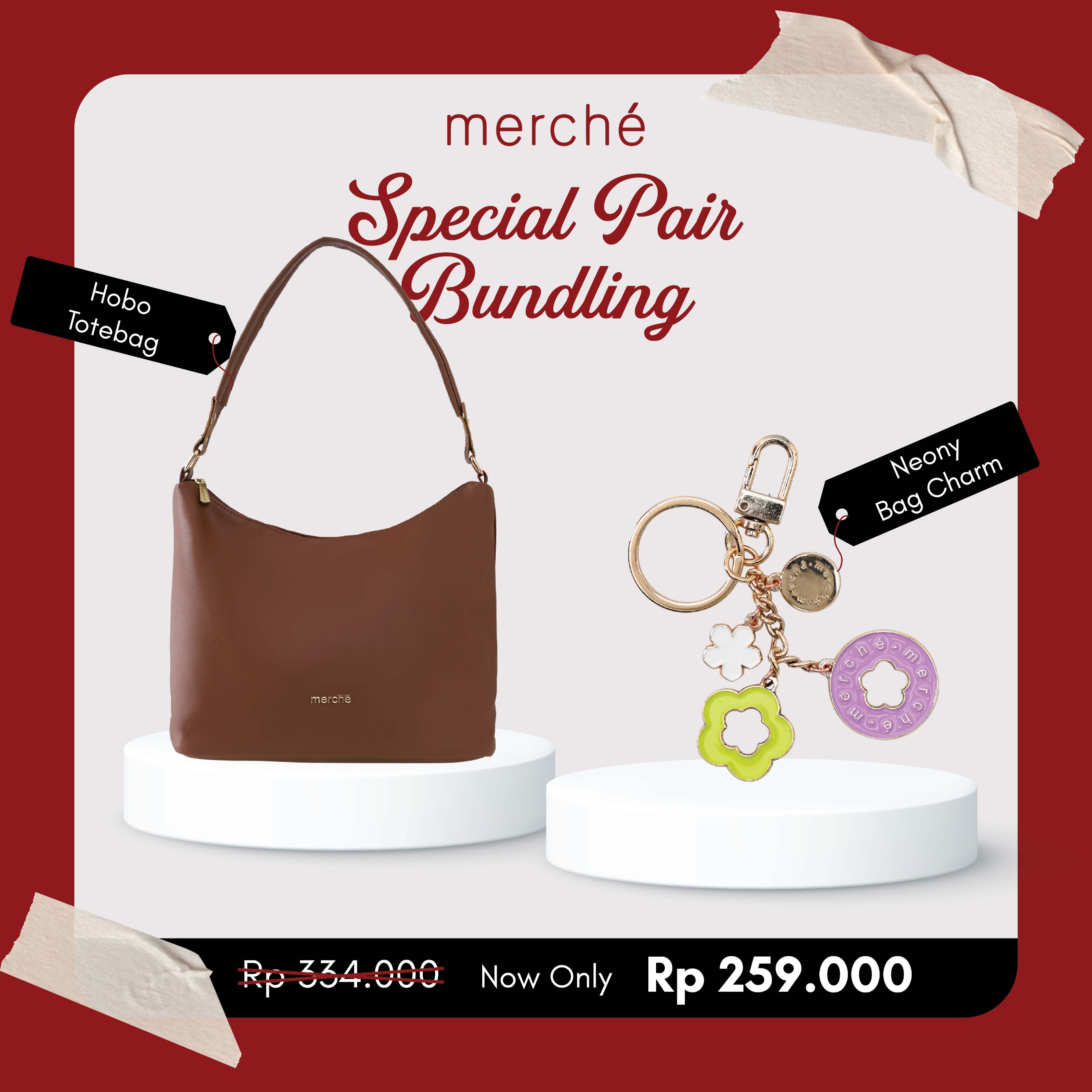 Bundling Hobo Totebag + Neony Bag Charm merché
