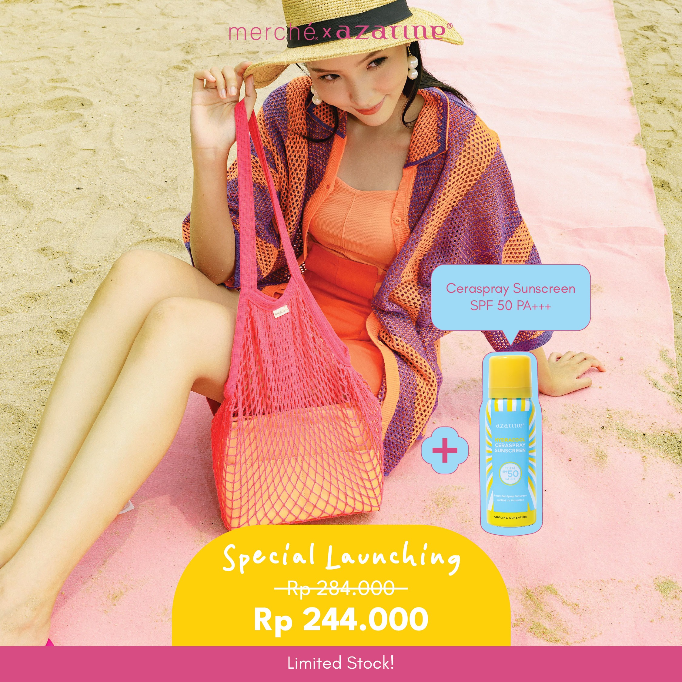 Bundling Isla Bag Magenta + Azarine Ceraspray Sunscreen SPF 50 PA+++