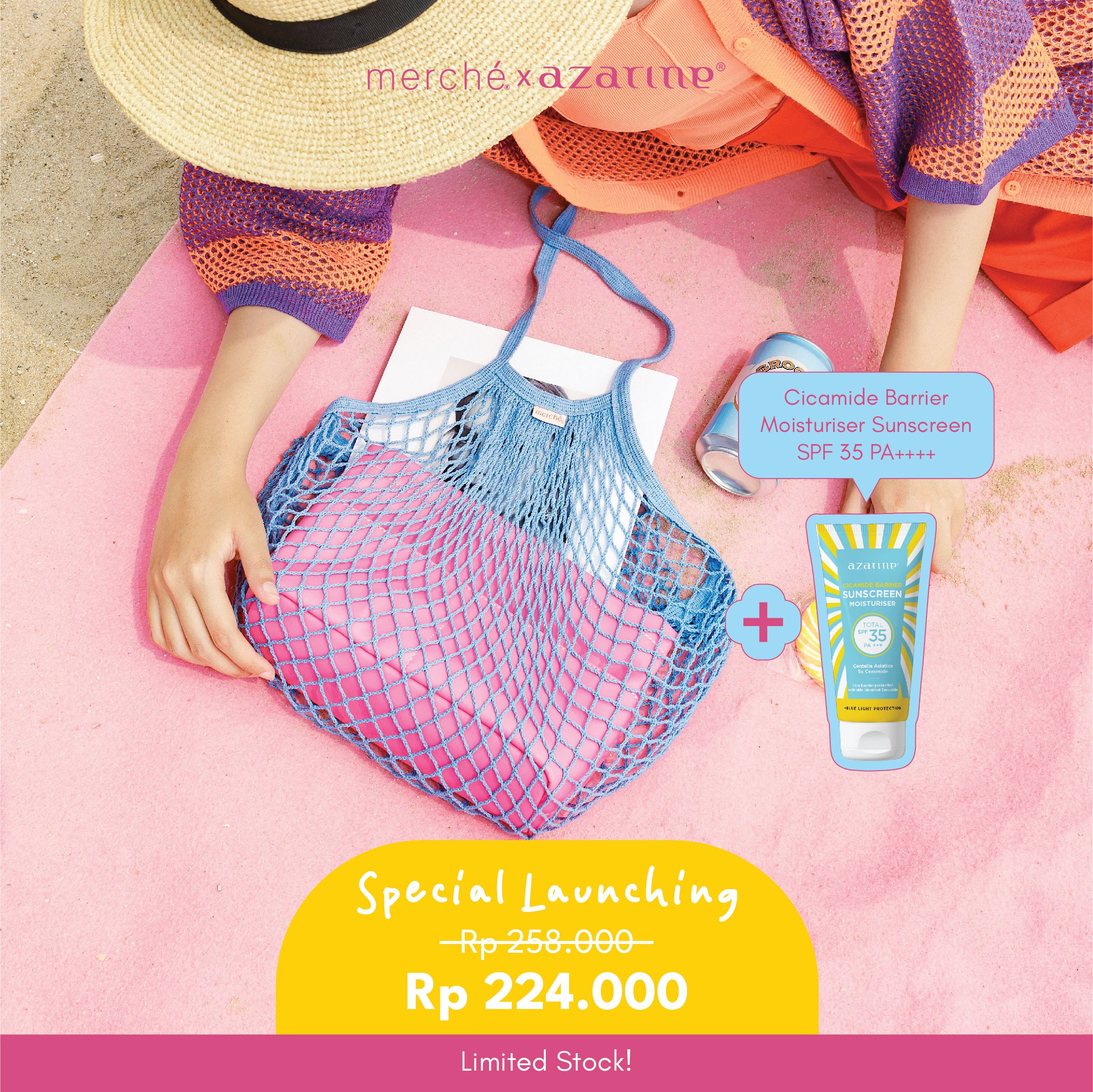 Bundling Isla Bag Blue + Azarine Cicamide Barrier Moisturizer Sunscreen SPF 35 PA++++