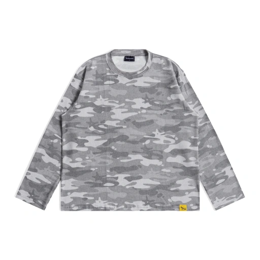 Image of Long Sleeve Waffle Camo - Ash Grey