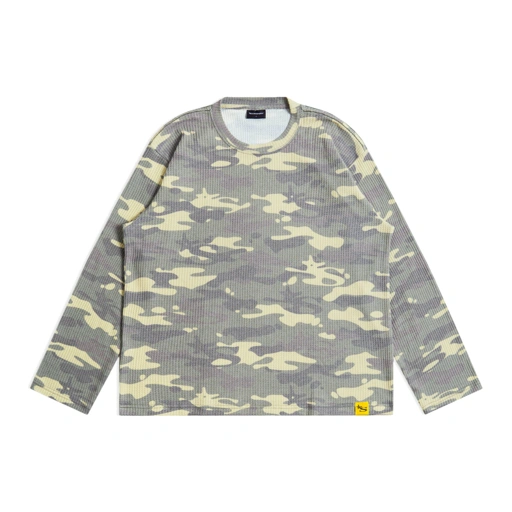 Image of Long Sleeve Waffle Camo - Olive Fade
