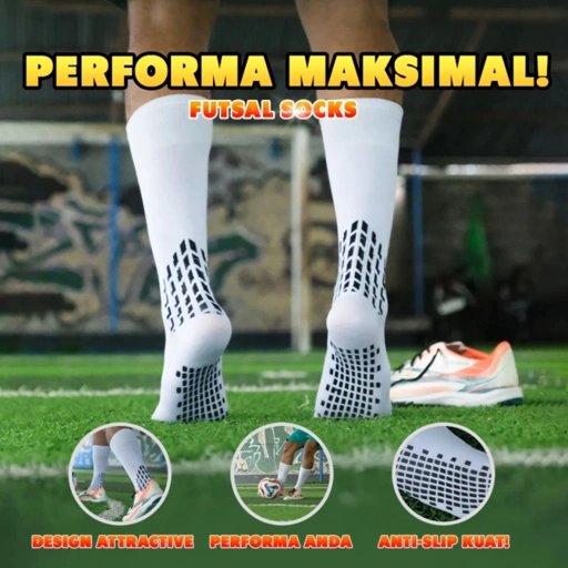 Image of FUTSAL SOCKS ANTISLIP WHITE (X4)