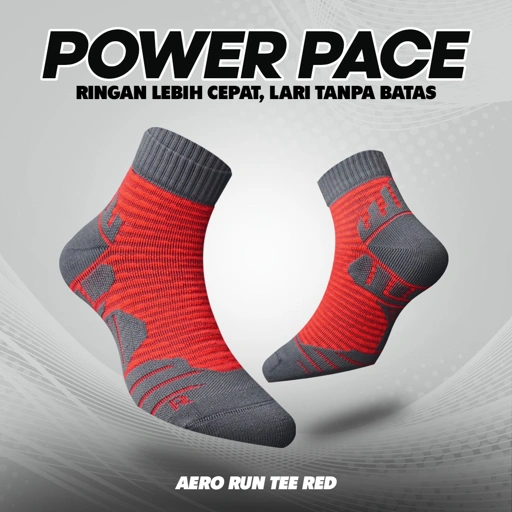 Image of AeroRun Tee Ankle Socks - Red/Coal