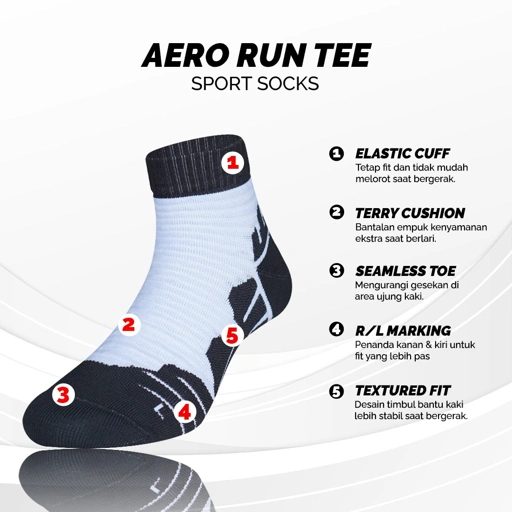 AeroRun Tee Ankle Socks - White / Coal